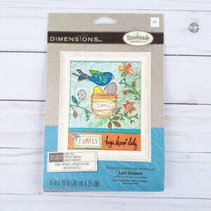 Dimensions Embroidery Kit Family Hugs Stitch Fabric Applique Birds Flowers B25